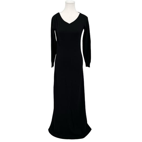 Vintage Dresses & Skirts - Vintage Barrie Cashmere Maxi Sweater Dress Black Long Sleeves Scotland Small